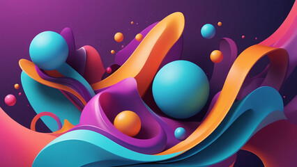 Wall Mural - Vibrant abstract illustration with flowing, colorful and circular elements, exuding a sense of movement and energy