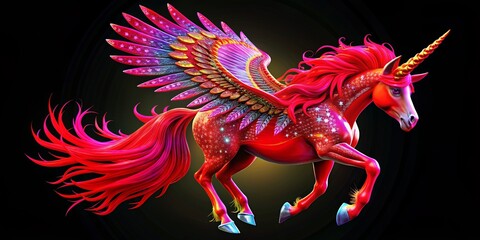 Wall Mural - red horse on black background