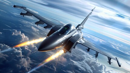 Canvas Print - Jet fighter in action for poster