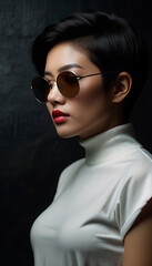 Canvas Print - Woman Asian Punk Rock 1980s Sunglasses New Wave Fashion Cosmetics Beauty