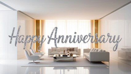 Wall Mural - text gold and silver 3d anniversary out of focus background isolated png