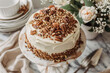 © sashka1313 - Hummingbird cake with pecans and cream cheese frosting.