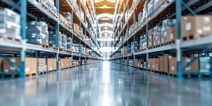 Explore cuttingedge warehouse management showcasing efficiency technology integration and modern logistics. Concept Efficient Warehouse Management, Technology Integration, Modern Logistics