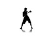© Людмила Мазур - A man is boxing in a white background. The image has a strong and athletic feel to it, with the man's pose