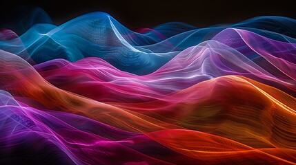Wall Mural - Abstract Wavy Landscape in Vibrant Colors