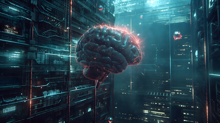 Canvas Print - Digital Brain Concept in Virtual Reality Environment