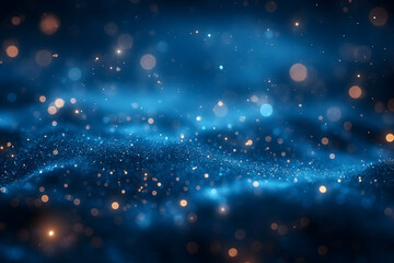 Wall Mural - Enchanting Blue Cosmic Space with Sparkling Stars and Dust Particles