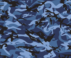Wall Mural - 
abstract camouflage blue military pattern, marine, seamless vector background
