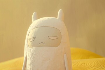 Wall Mural - a white stuffed animal with a sad face