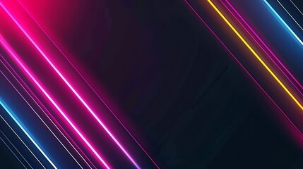 Wall Mural - Abstract Neon Lines on Black Background