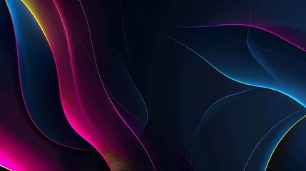 Wall Mural - Abstract Neon Waves on Dark Background