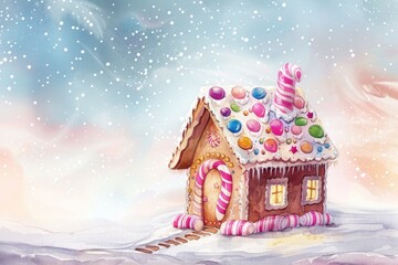 Sticker - A cozy ginger house surrounded by snow