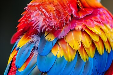 Wall Mural - The vibrant colors of a birda??s plumage in a macro shot