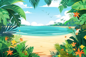 Wall Mural - Summer Background illustration created with Generative AI