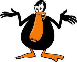 Wall Mural - cartoon angry black duck animal character