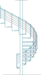 Wall Mural - Vector silhouette illustration sketch of architectural design details of unique artistic rotating stairs for home buildings 