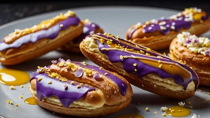 Wall Mural - Beautiful eclairs on a plate