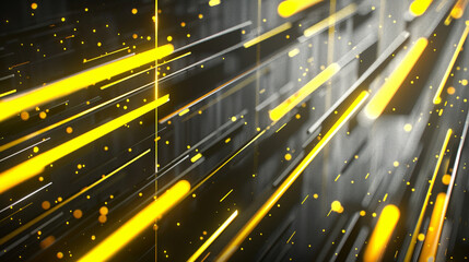 Wall Mural - yellow, black and white glowing abstract geometric lines. powerpoint and business background.