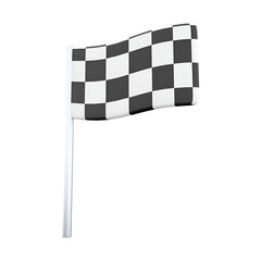 A checkered racing flag symbolizing the finish line in a race or motor sport event indicating the end of the race