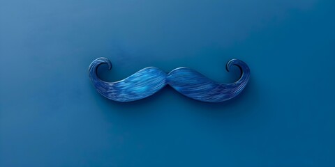 Wall Mural - Blue Mustache A High-Quality Isolated Image on Blue Background in November. Concept Blue Mustache, High-Quality Image, Isolated, Blue Background, November