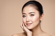 © Andrew - Portrait of beautiful woman with natural make up touching her face. Beauty young woman with fresh clean perfect skin. Skin care concept. Cosmetology, beauty and spa. Facial treatment. Natural skin.