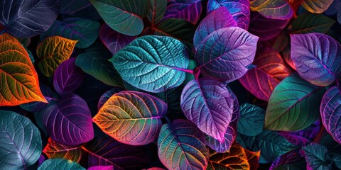 Wall Mural - A colorful leafy plant with a rainbow of colors. Generate AI image