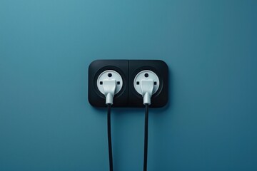 Wall Mural - Two electric plugs plugged into a wall outlet