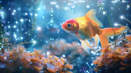 Poster - Fish swimming peacefully in an aquarium
