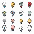 © artemstepanov - Light bulb flat icon set, light bulb icons collection, simple minimal logos isolated on white