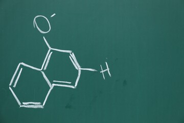 Canvas Print - Chemical formulas written with chalk on green board