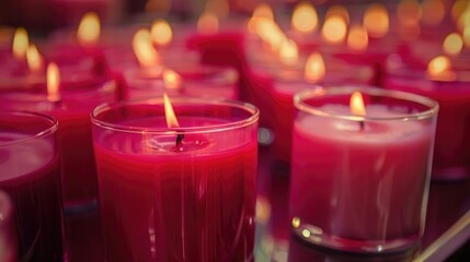 Canvas Print - Crimson candles in glass containers