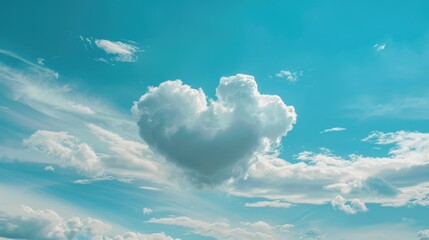 Wall Mural - Heart under white clouds in a blue sky