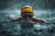 © Ева Поликарпова - A person is swimming in the water wearing goggles, ready for an underwater adventure or swim training