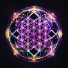 Wall Mural - Flower of life - Sacred geometry - Hand drawn - AI generated