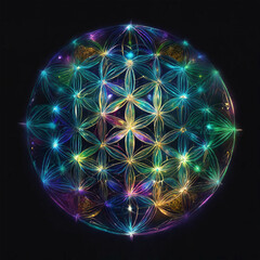 Wall Mural - Flower of life - Sacred geometry - Hand drawn - AI generated