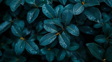 Wall Mural -  A close-up of a plant with water droplets on its leaves