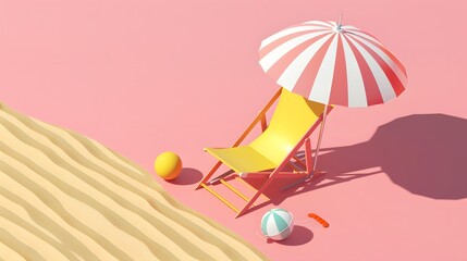 Wall Mural - 3D Illustration of beach chairs