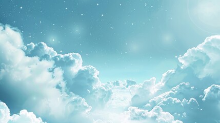 Wall Mural - Light blue sky with white clouds and space for text
