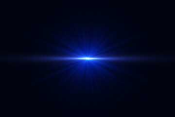 Wall Mural - The effect of abstract blue light rays with highlights on a black background. Vector 10 EPS
