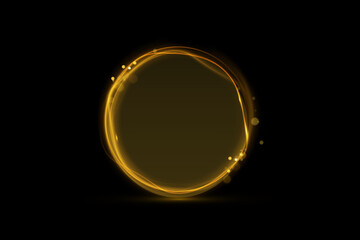 Wall Mural - vector light line effect of golden circle. luminous fire trail on a transparent background. light ro