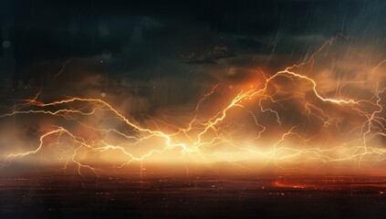 Dramatic Sky with Vibrant Lightning Generative AI