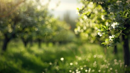 Wall Mural - Apple orchard thriving in the spring