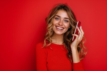 Canvas Print - Jeune femme avec téléphone mobile 