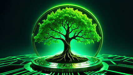 Wall Mural - Accumulating Wealth through Tree Growing - Money Investment Over Time for Retirement or Capital Assets