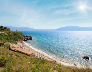 Wall Mural - Beach on summer sea Vlore coast, Albania.