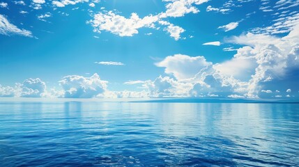 Wall Mural - The blue ocean is calm water and the sun is shining brightly