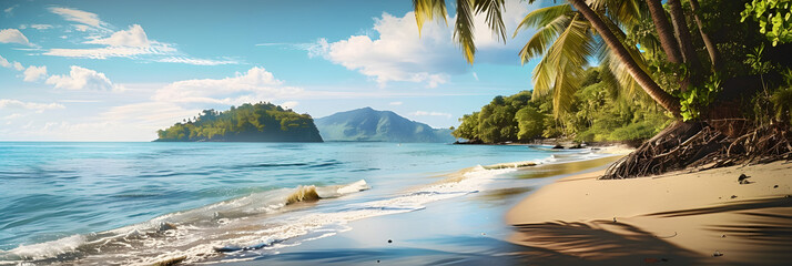 Wall Mural - Exotic vacations in Martinique between sea and ocean. Creative banner. Copyspace image