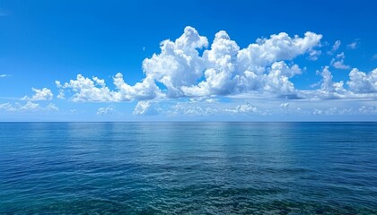 Wall Mural - Tranquil mediterranean seascape  clear blue ocean water and sky in high quality image