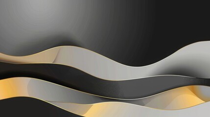 Wall Mural - business theme banner with soft grey, gold and black gradient colors, 16:9