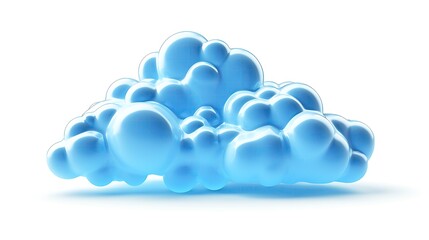 3D rendering of a fluffy blue cloud on a white background.